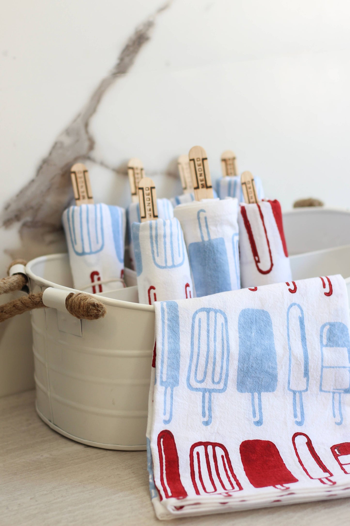 Tea Towel - Popsicles, Uniform Blue & Red