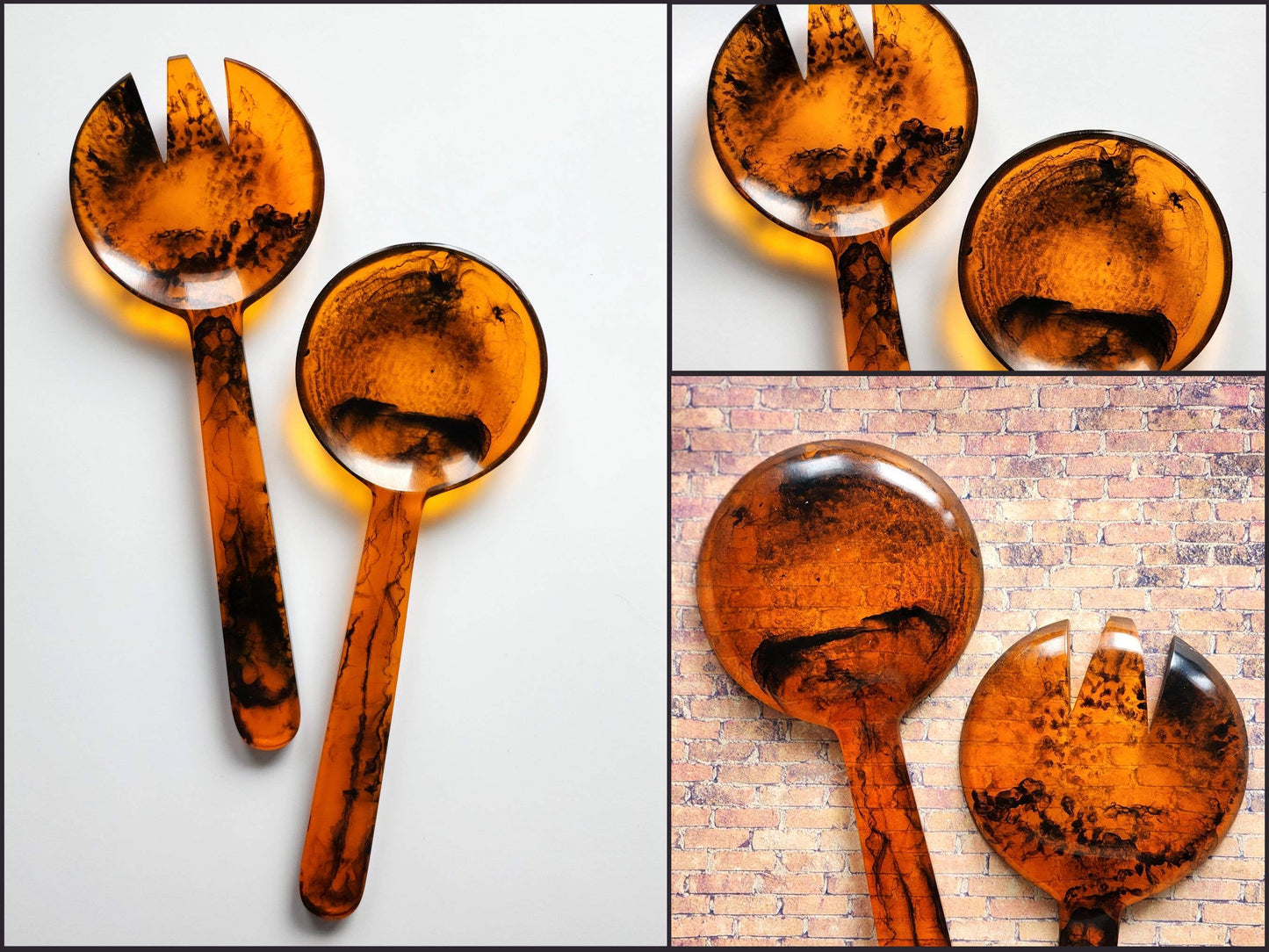 2-Piece Salad Serving Set - Hand-poured Resin Salad Set: Ivory