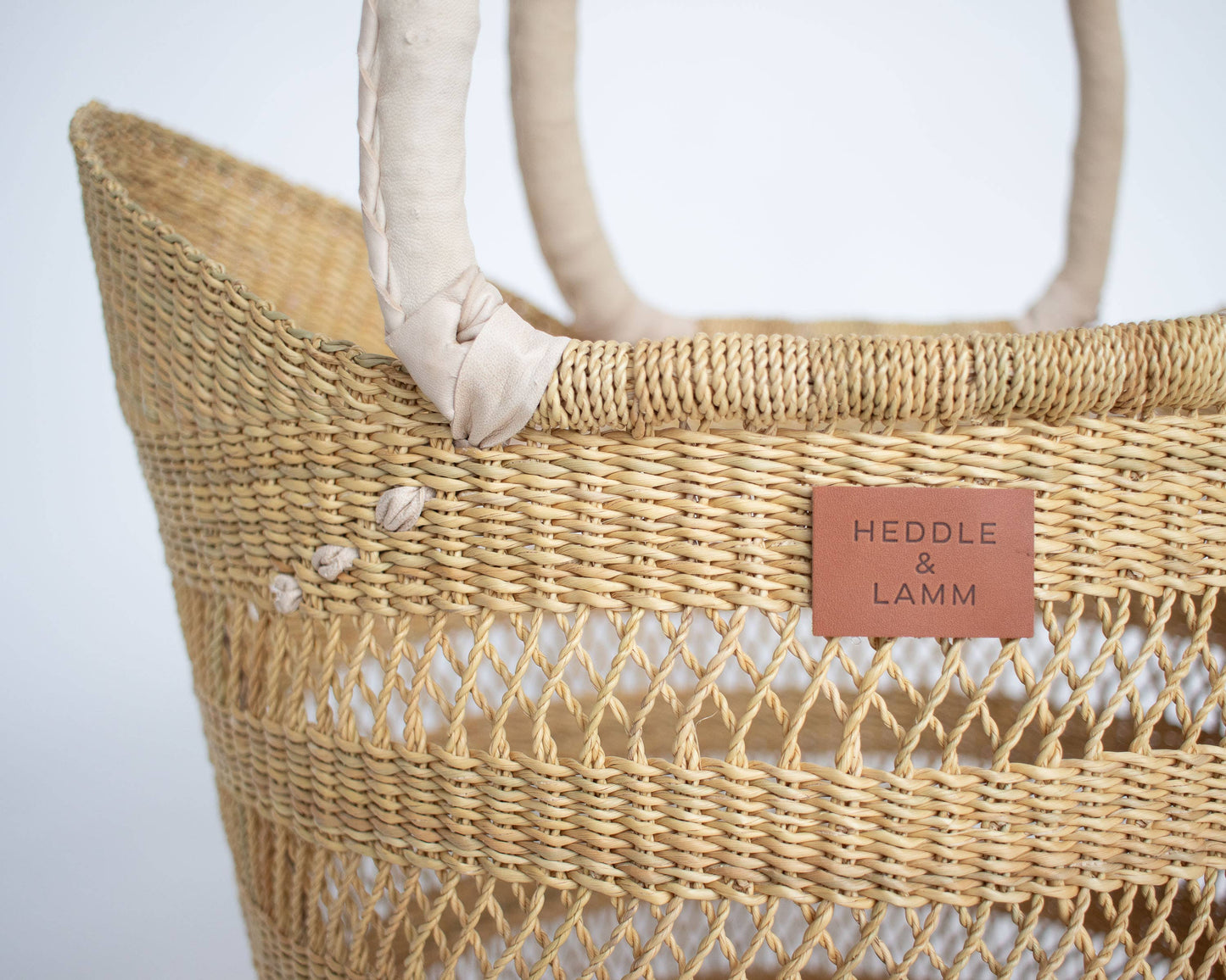 Zera Open Work Shopper Basket Bag - Natural Handle
