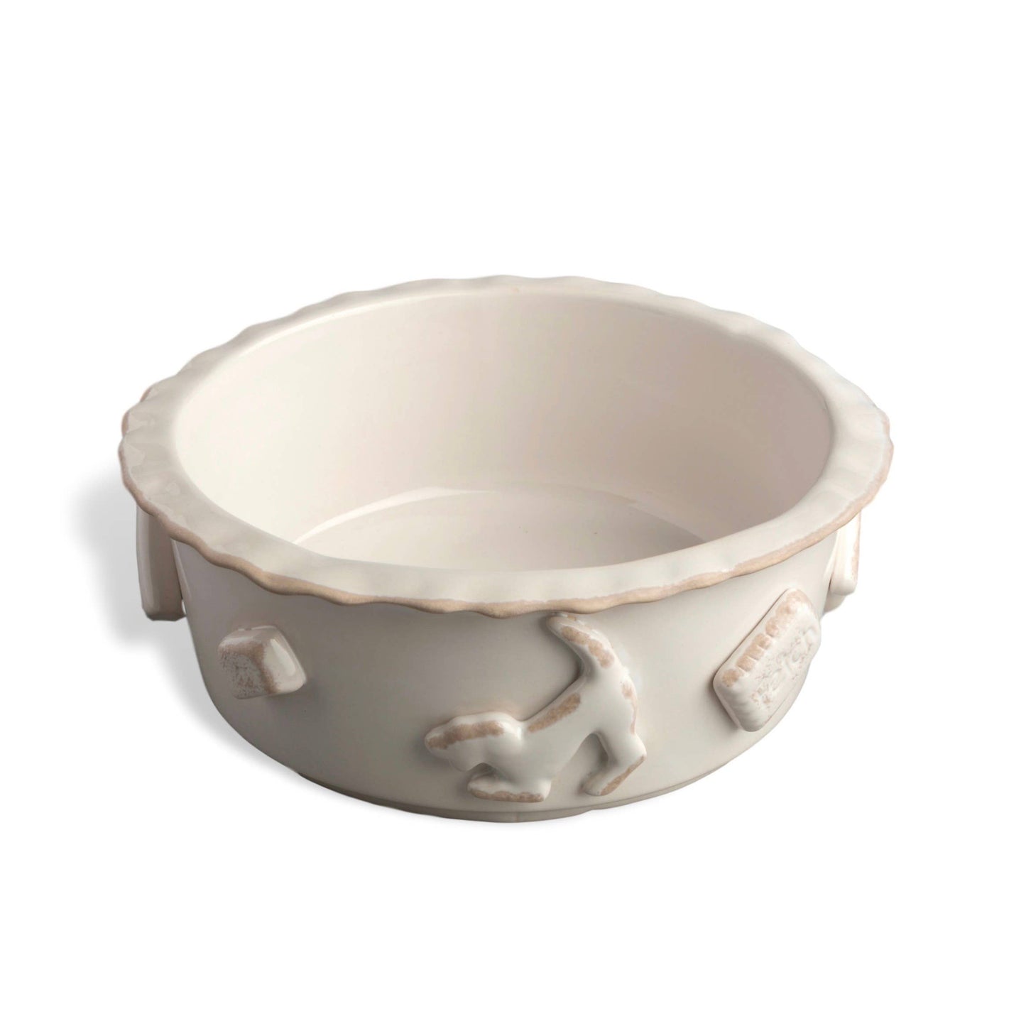 Dog Food And Water Bowl - Medium French White
