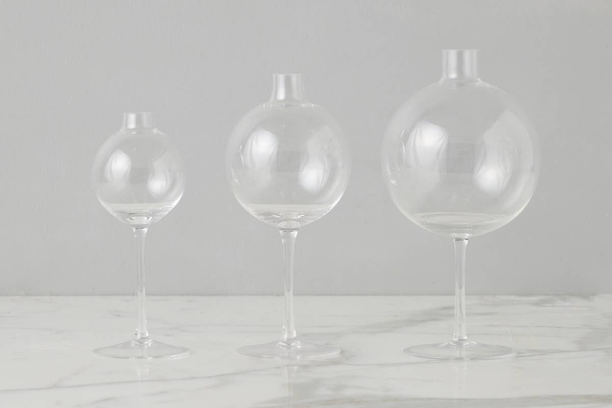 Clear Wine Glass Vase, Medium