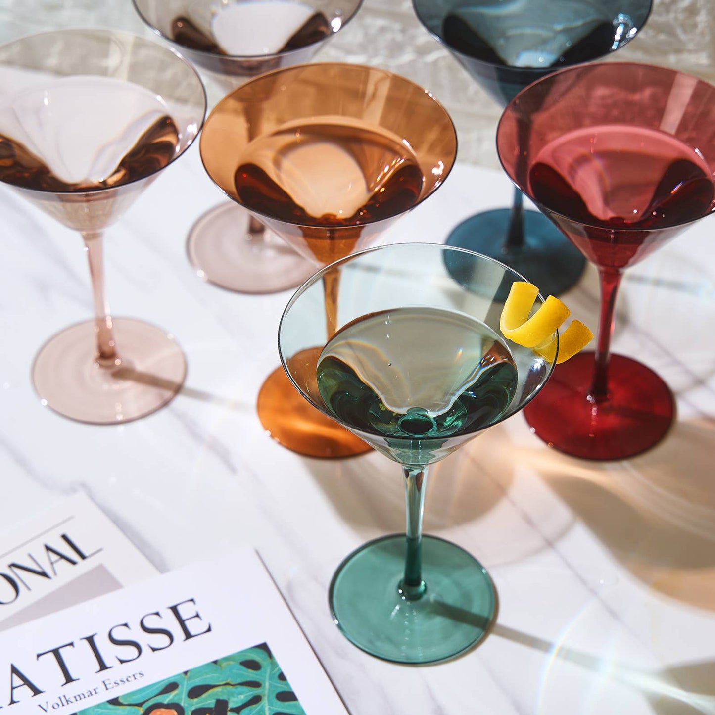 Colored Martini & Cocktail Crystal Glasses, 10oz | Set of 6