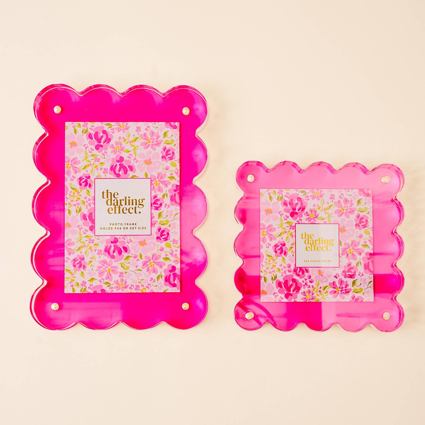 Rectangle Scalloped Acrylic Frame-Hot Pink