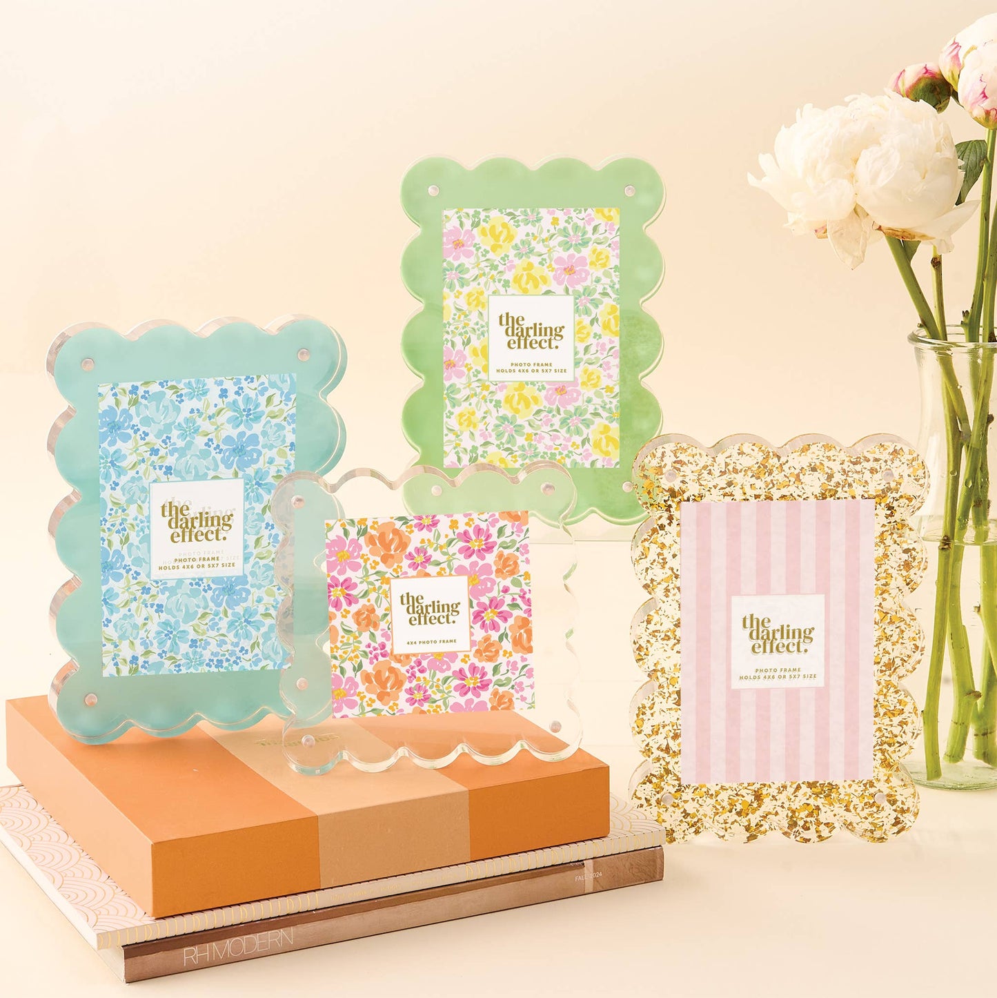 Rectangle Scalloped Acrylic Frame-Green