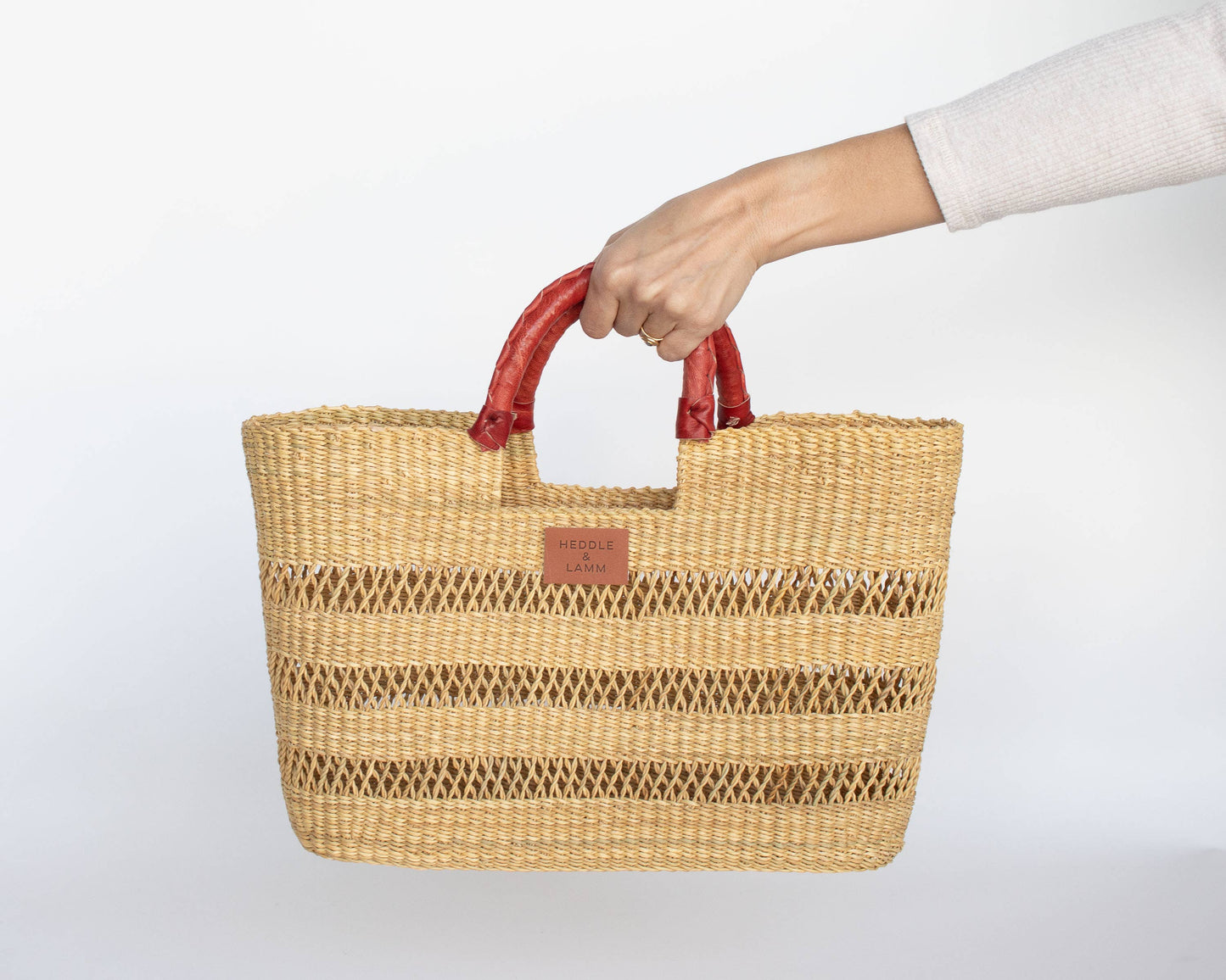 Zera Basket Bag - Red Brown Handle