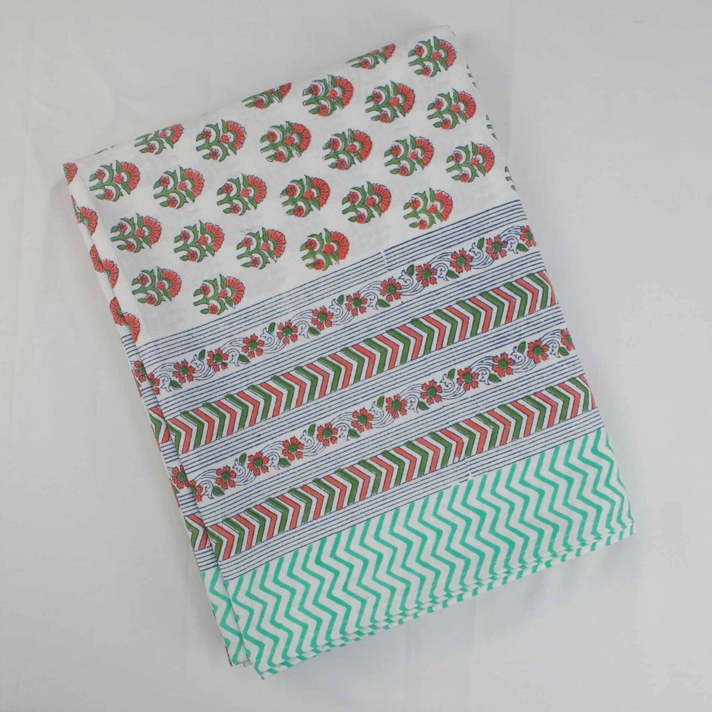 14 Seater Block Printed Rectangular Tablecloth-Red Motif