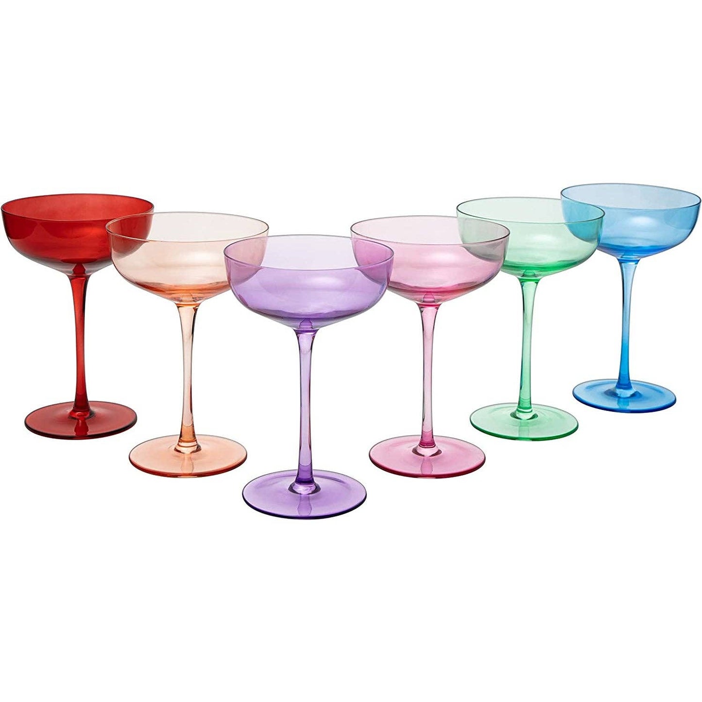 Colored Coupe Glasses | Set of 6 | 7 oz