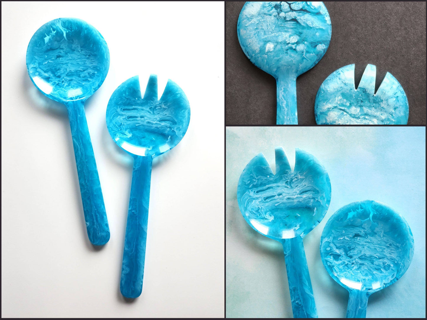 2-Piece Salad Serving Set - Hand-poured Resin Salad Set: Ivory