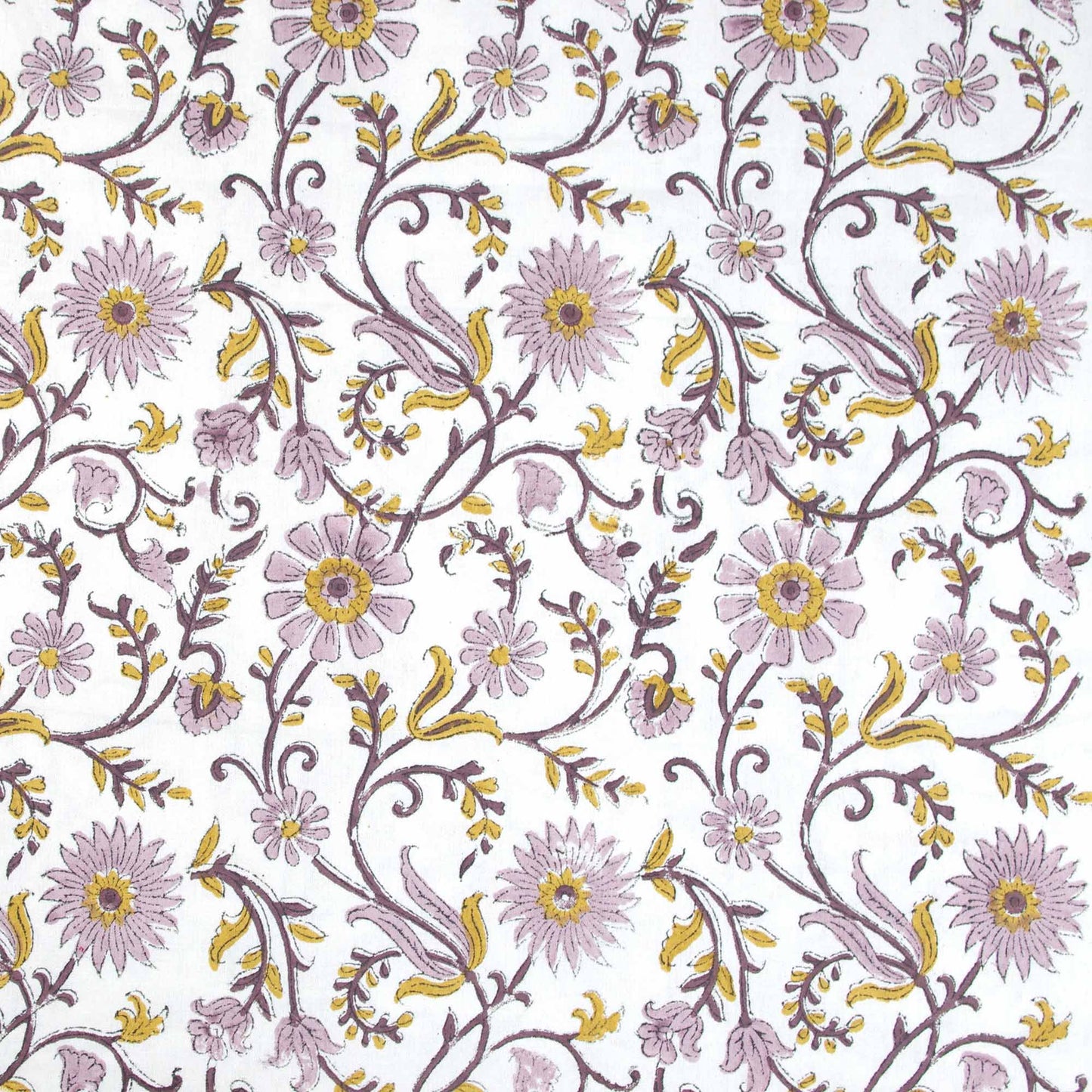 Block Printed Rectangular Tablecloth - White Floral Jaal