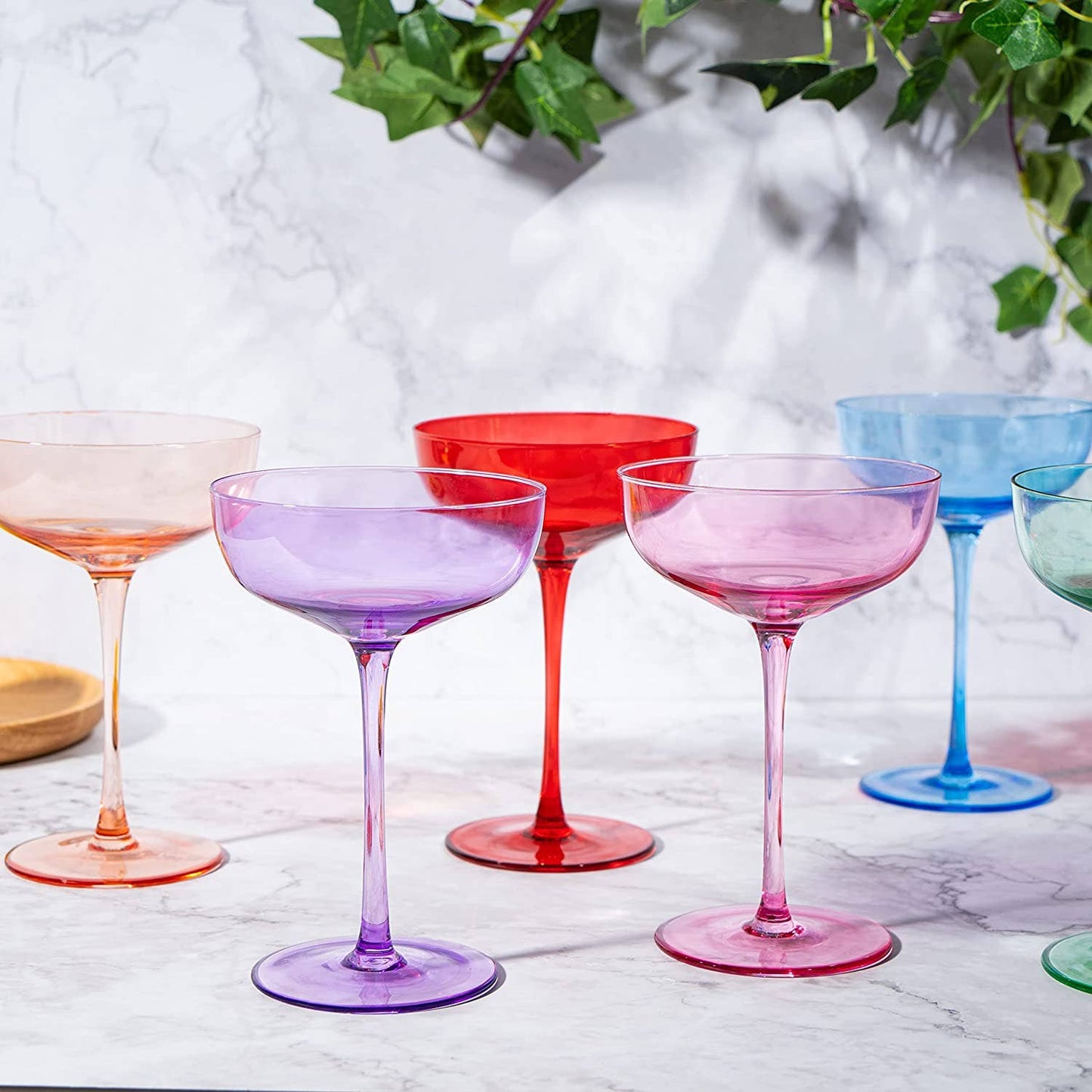 Colored Coupe Glasses | Set of 6 | 7 oz