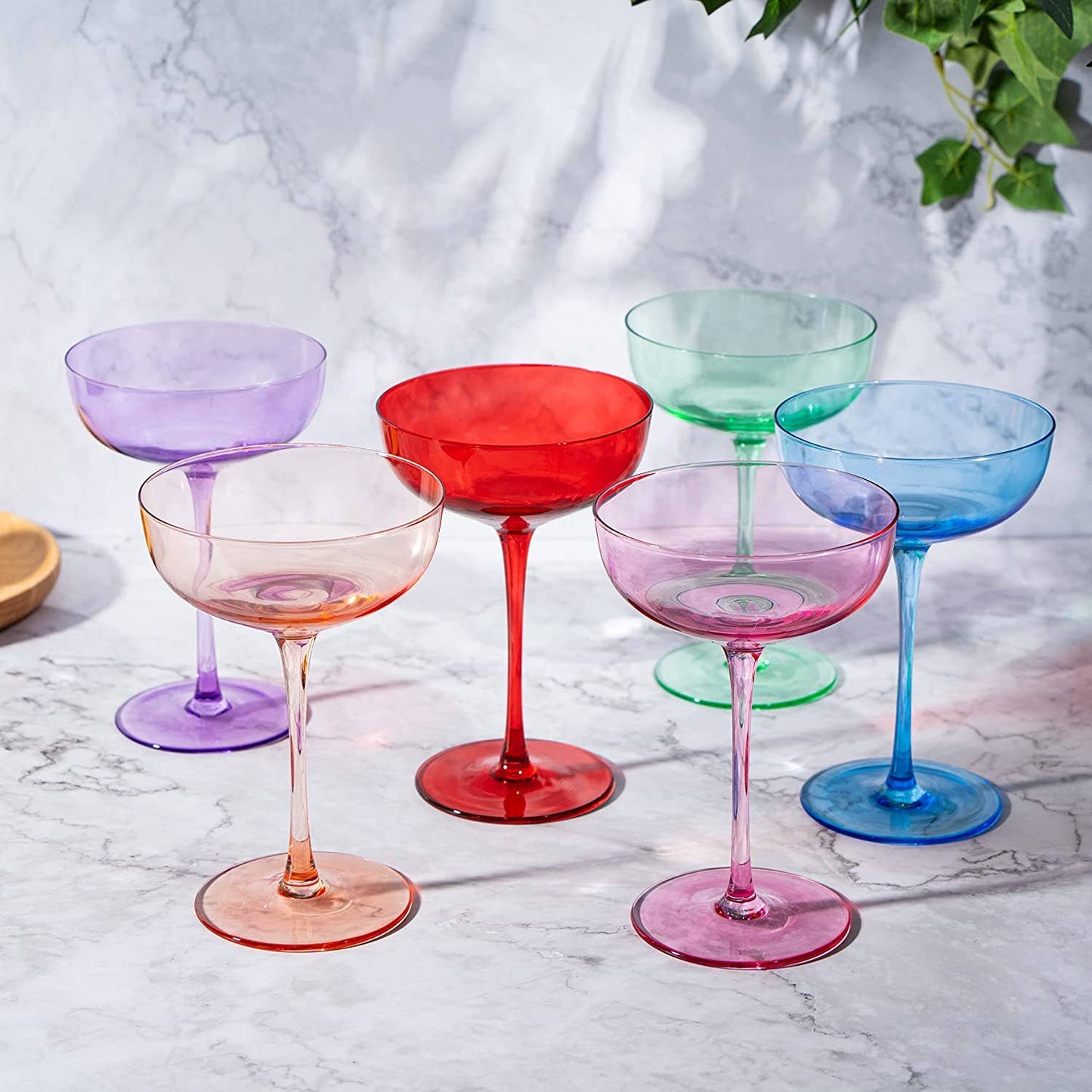 Colored Coupe Glasses | Set of 6 | 7 oz