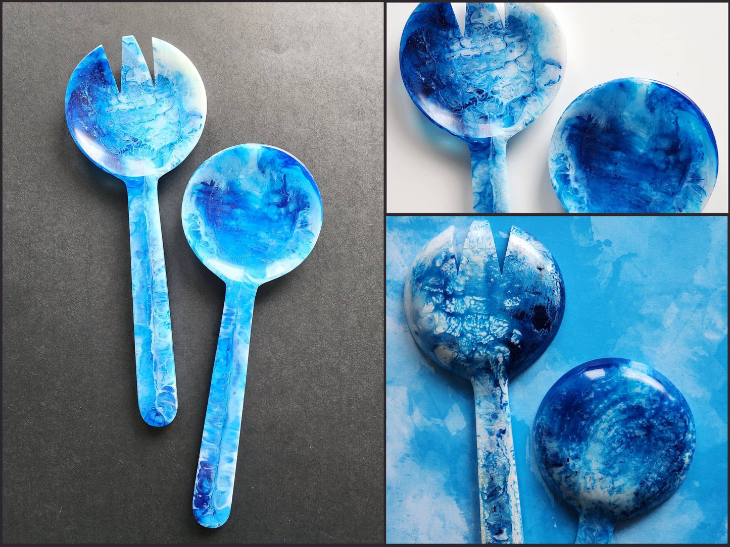 2-Piece Salad Serving Set - Hand-poured Resin Salad Set: Ivory