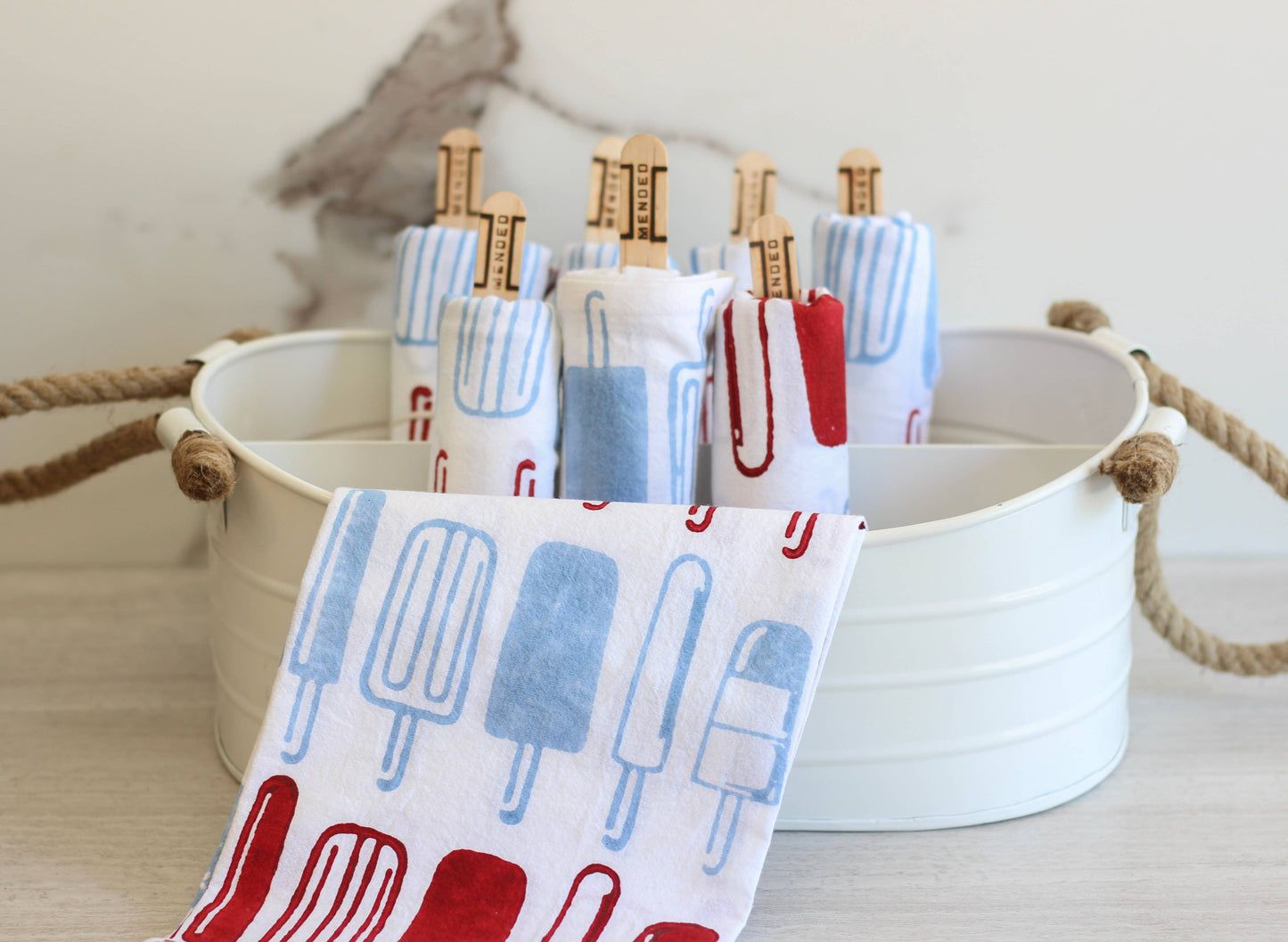 Tea Towel - Popsicles, Uniform Blue & Red