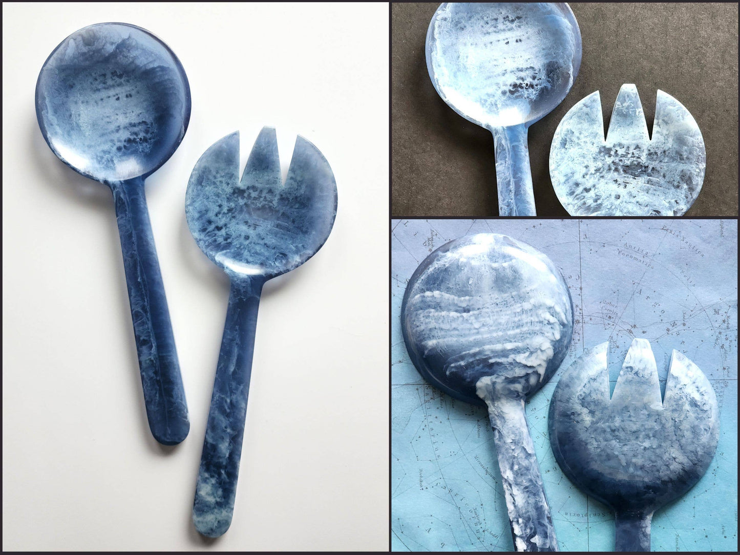 2-Piece Salad Serving Set - Hand-poured Resin Salad Set: Ivory