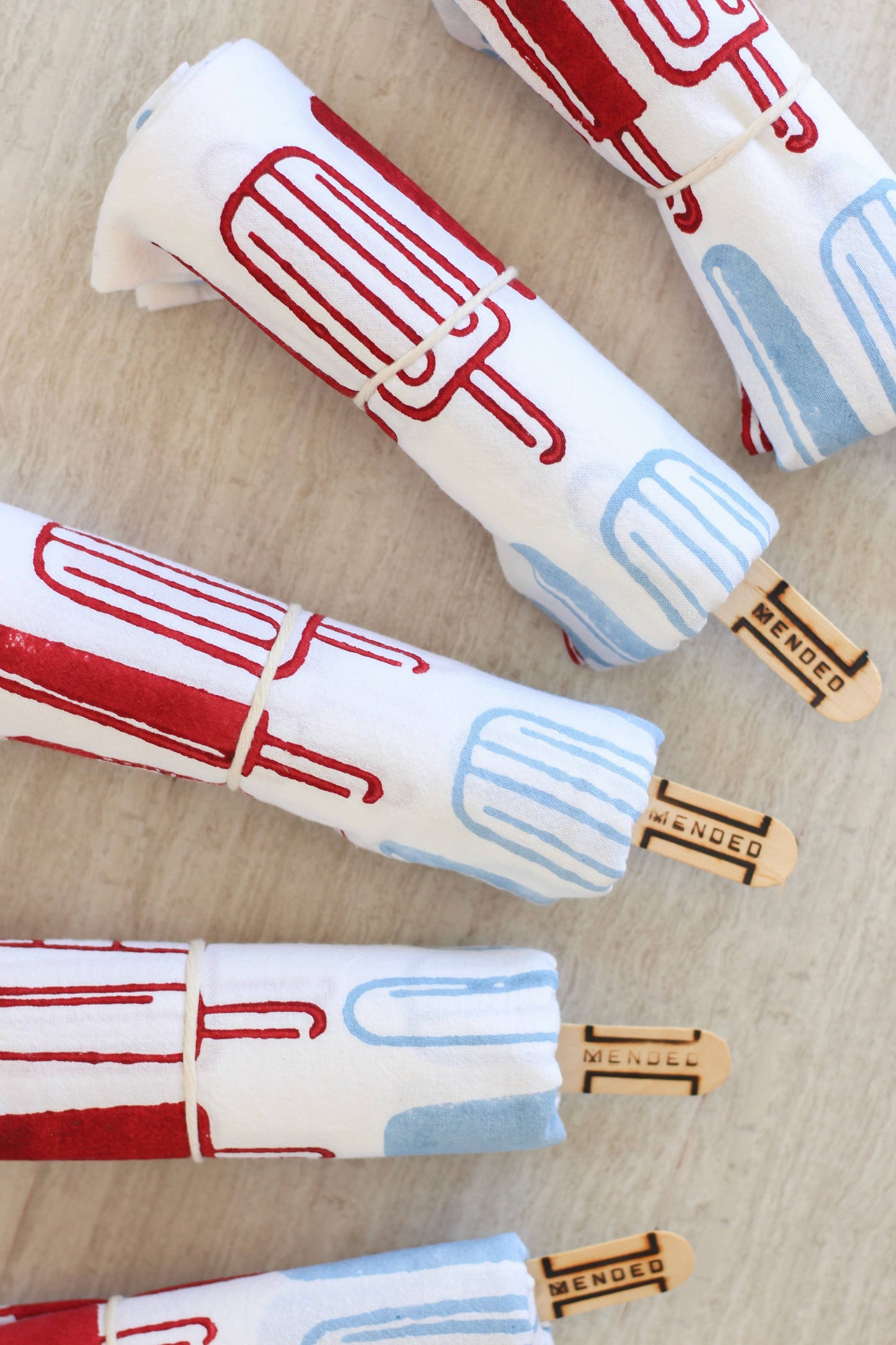 Tea Towel - Popsicles, Uniform Blue & Red