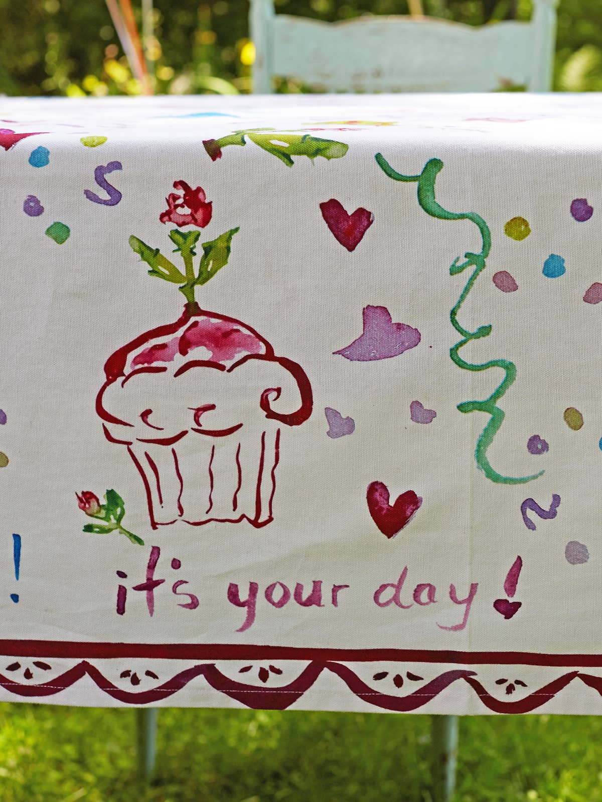 Happy Birthday Watercolor Tablecloth