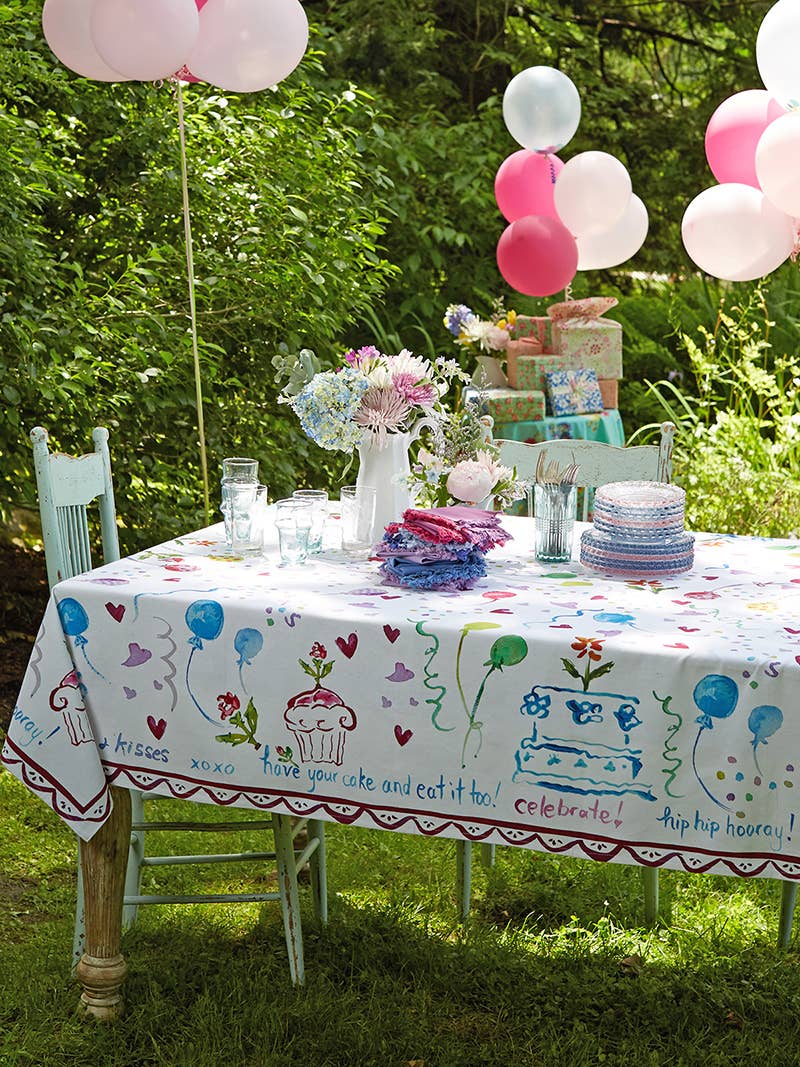 Happy Birthday Watercolor Tablecloth