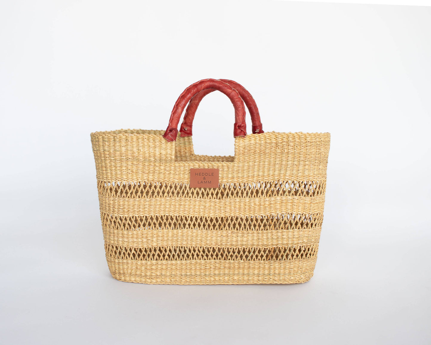 Zera Basket Bag - Red Brown Handle