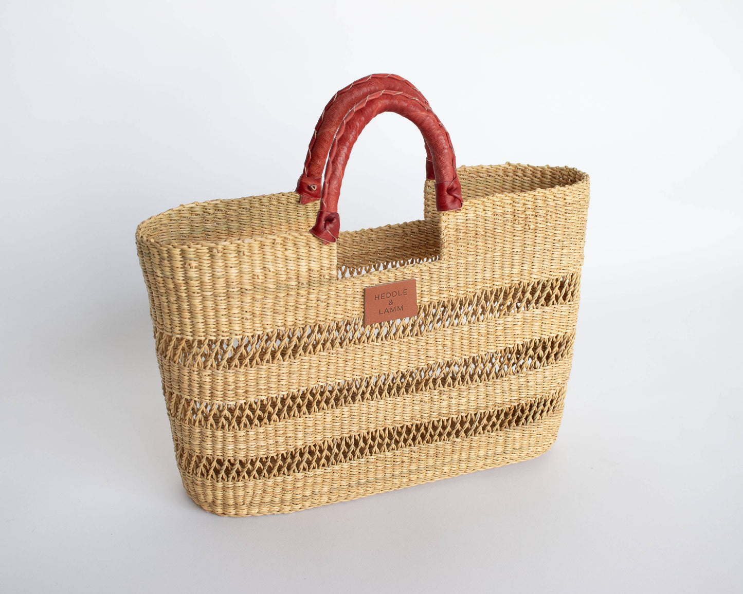 Zera Basket Bag - Red Brown Handle