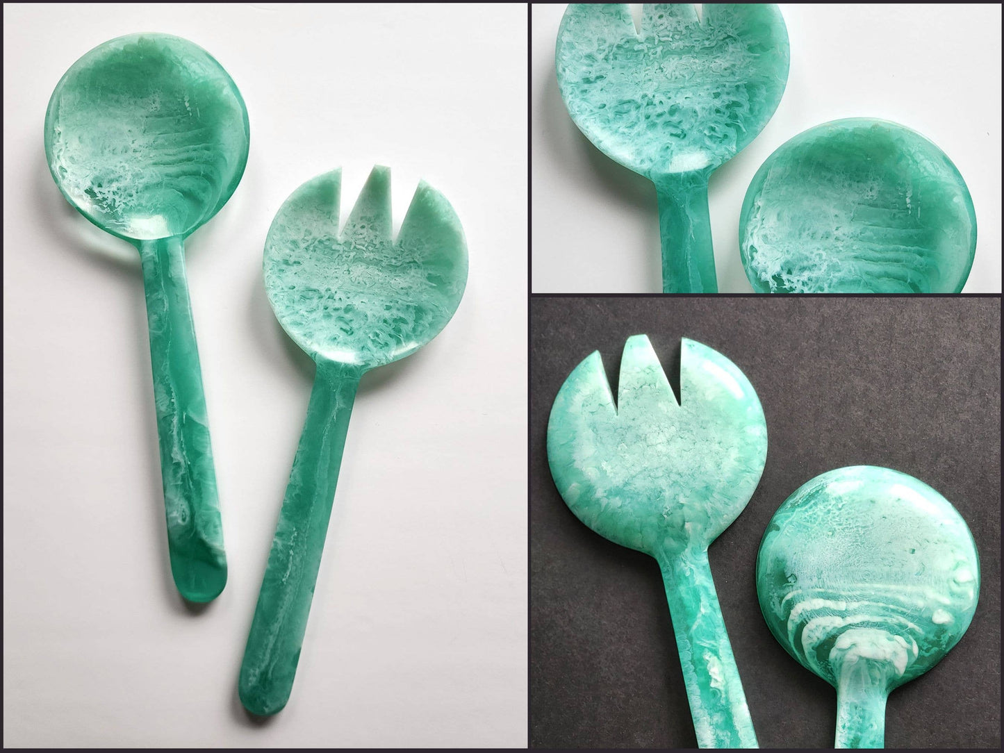 2-Piece Salad Serving Set - Hand-poured Resin Salad Set: Ivory