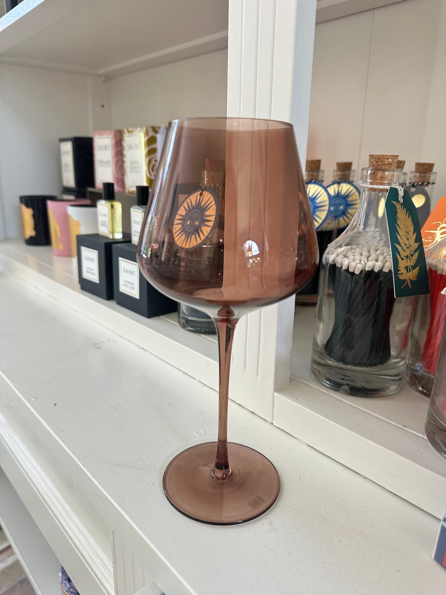 Colored Wine Glass Set, 20oz Glasses (Brown)
