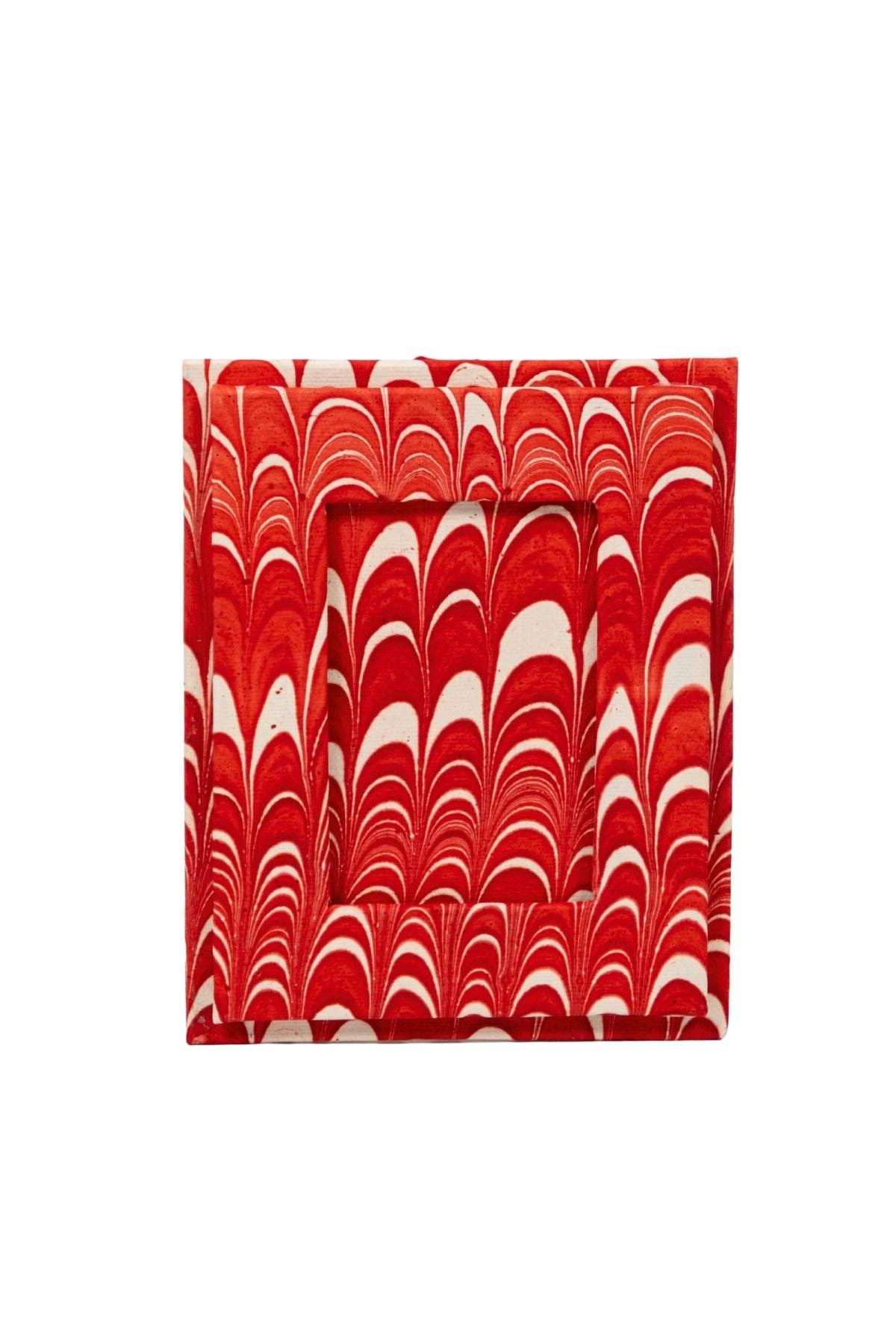 Mini Hand-Marbled Picture Frame Ornament | Candy Cane Swirl