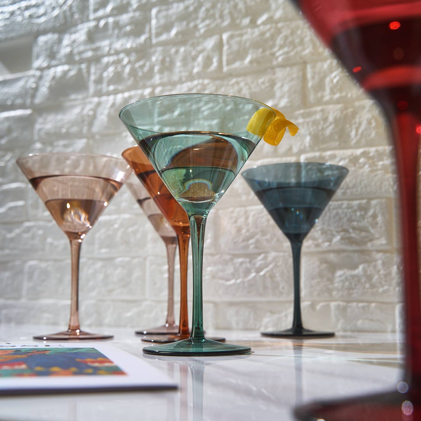Colored Martini & Cocktail Crystal Glasses, 10oz | Set of 6