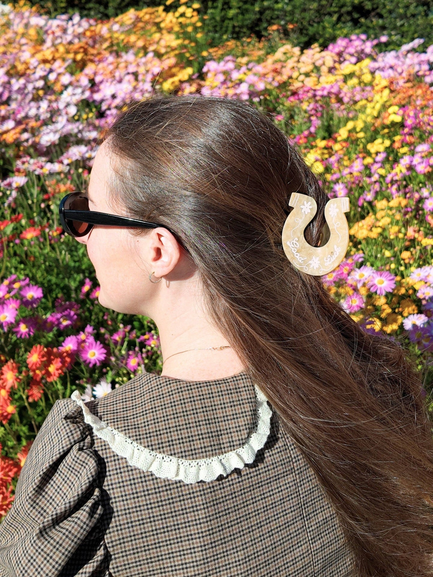 Hand-painted Good Luck Horseshoe Claw Hair Clip | Eco-Friendly