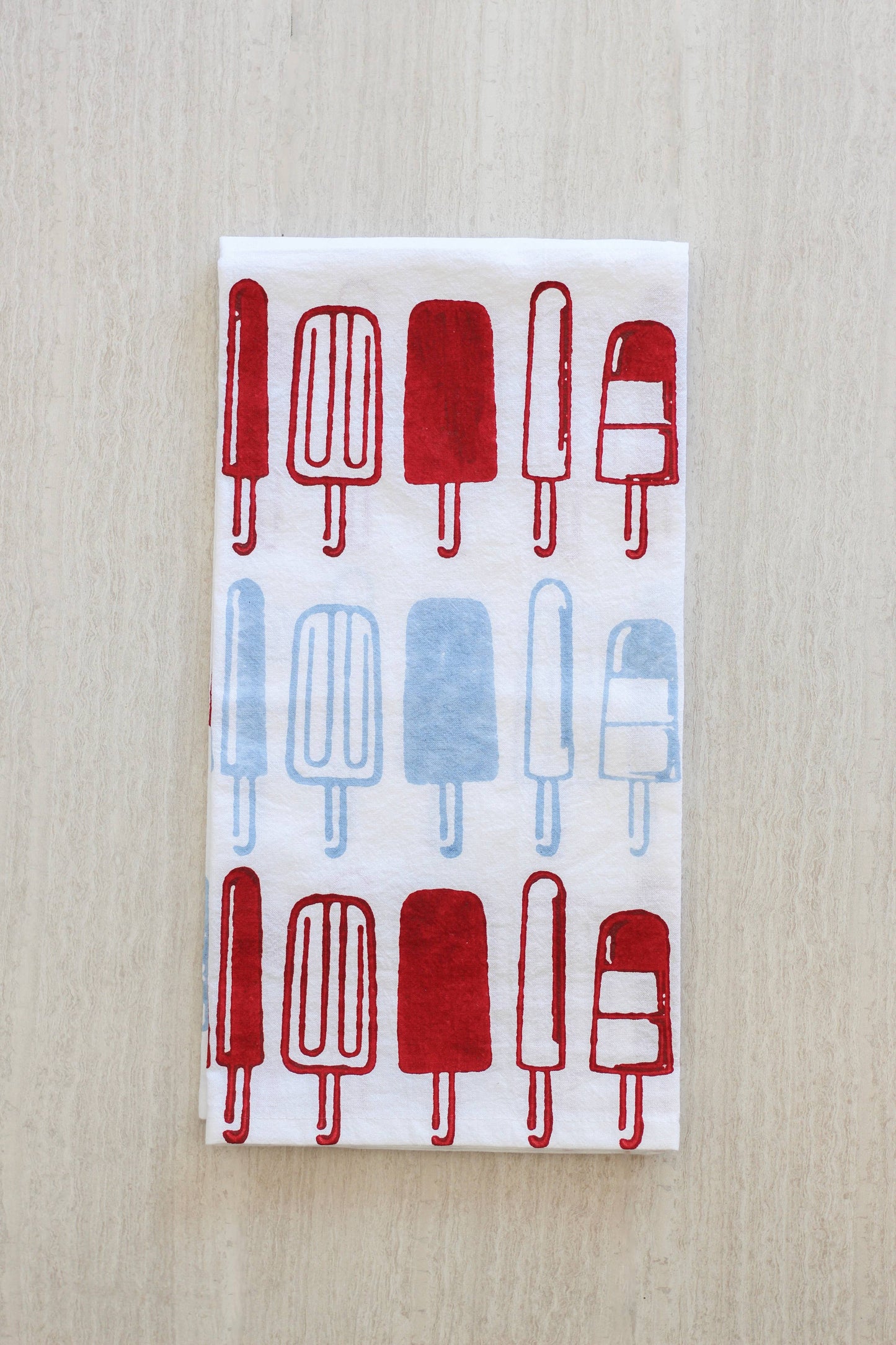 Tea Towel - Popsicles, Uniform Blue & Red