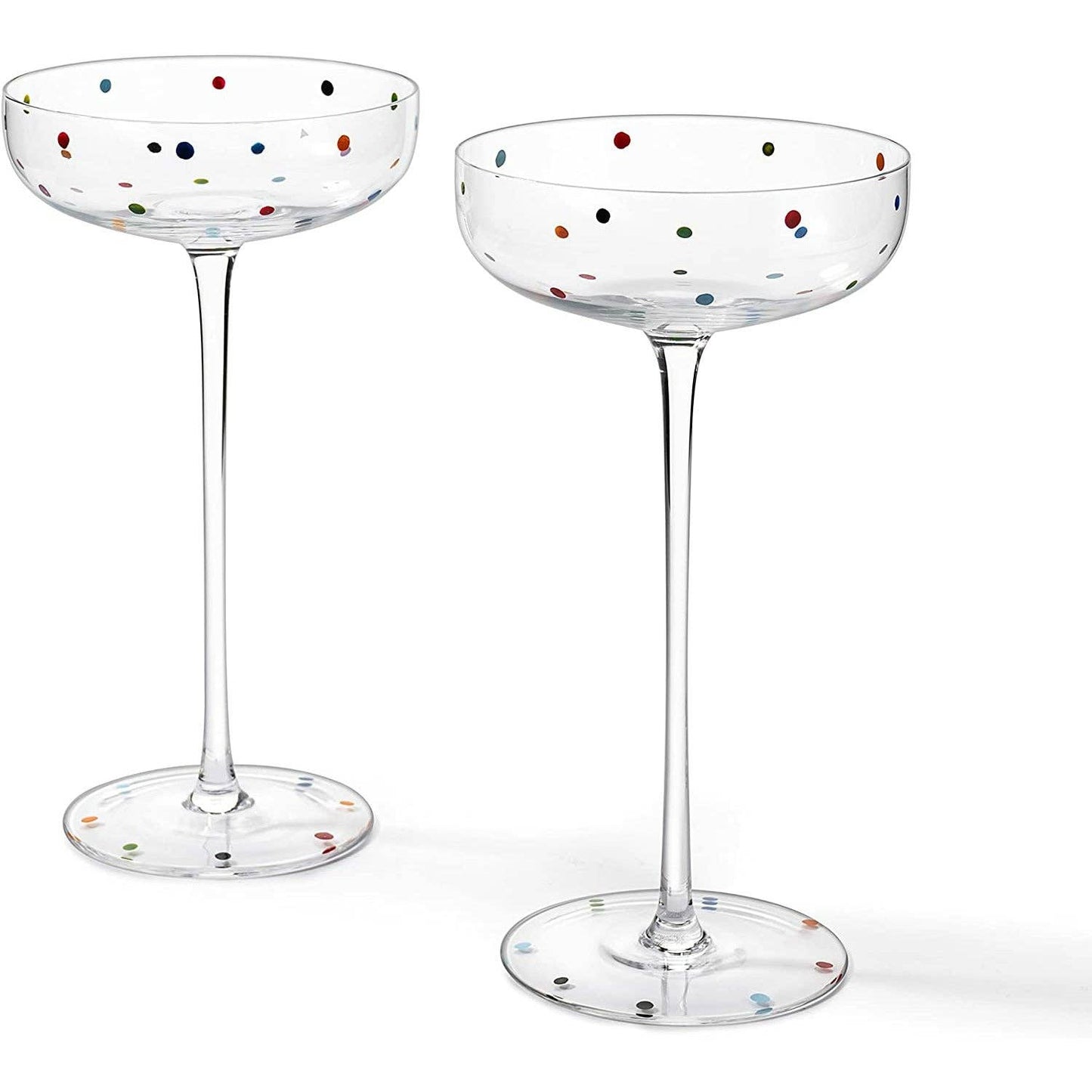 Polka Dot Champagne Coupe Glasses | Set of 2 | 12 oz