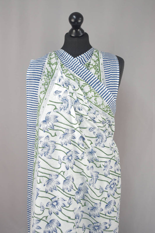 Beach  Coverup Sarong Pareo -  Blue Lilies