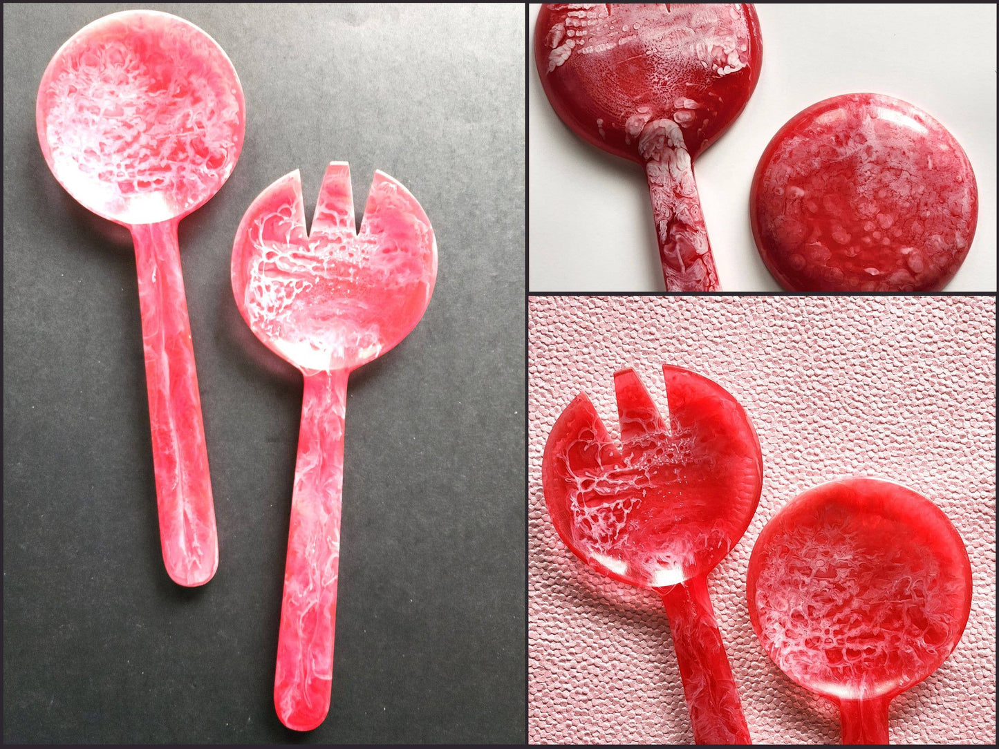 2-Piece Salad Serving Set - Hand-poured Resin Salad Set: Ivory