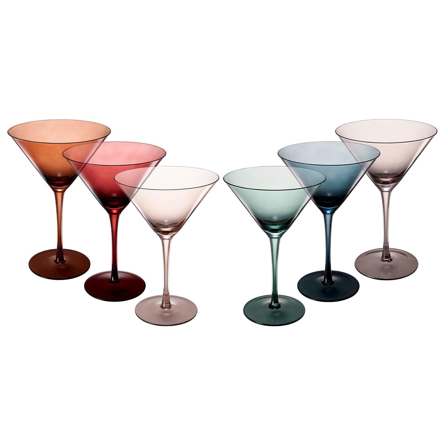 Colored Martini & Cocktail Crystal Glasses, 10oz | Set of 6