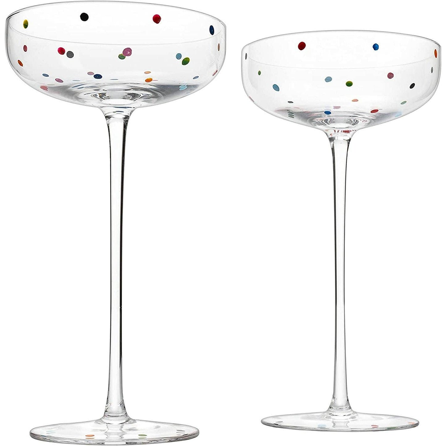 Polka Dot Champagne Coupe Glasses | Set of 2 | 12 oz