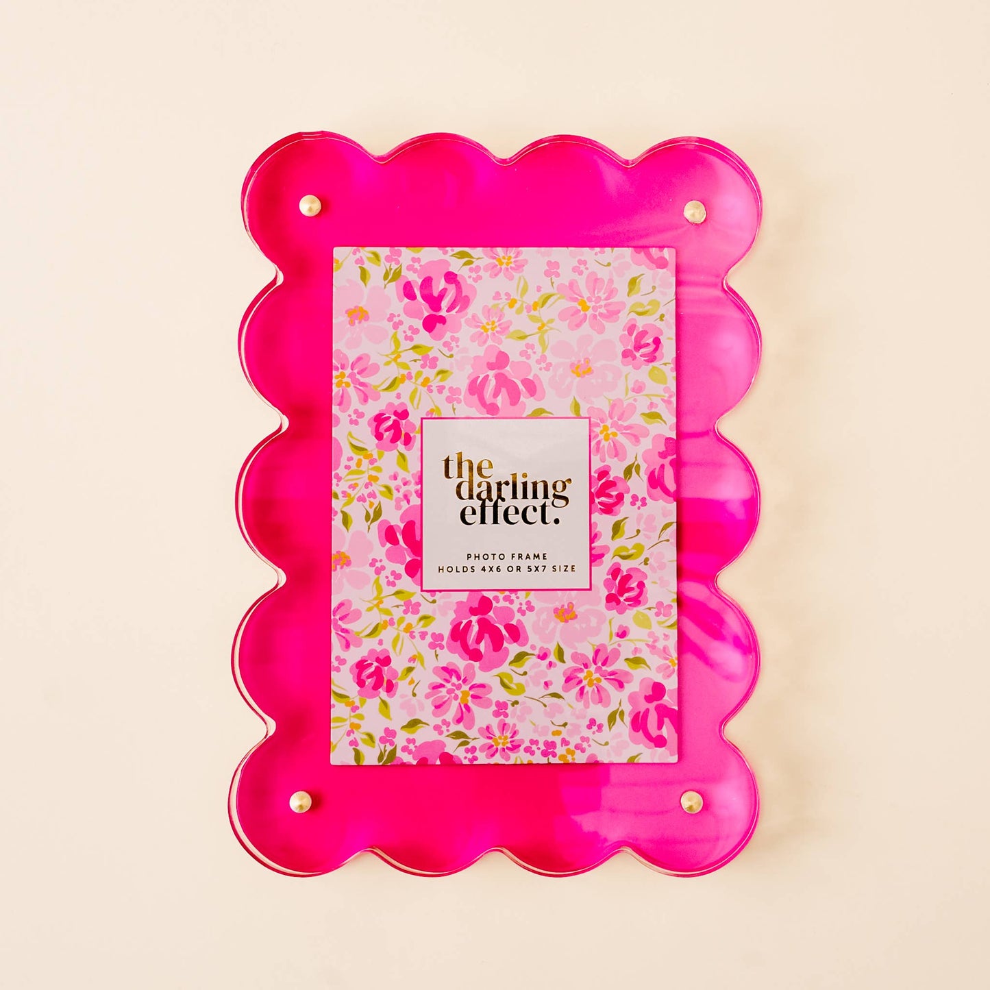 Rectangle Scalloped Acrylic Frame-Hot Pink