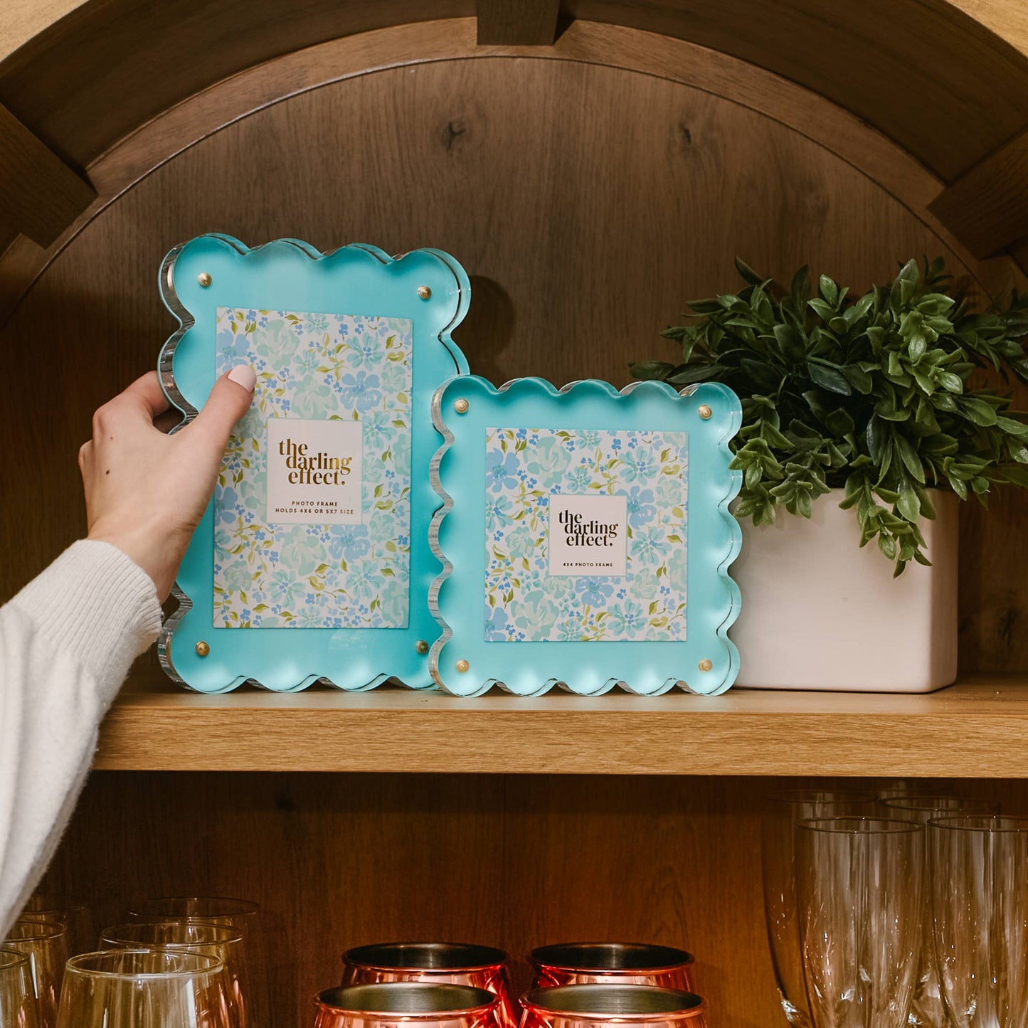 Rectangle Scalloped Acrylic Frame-Blue