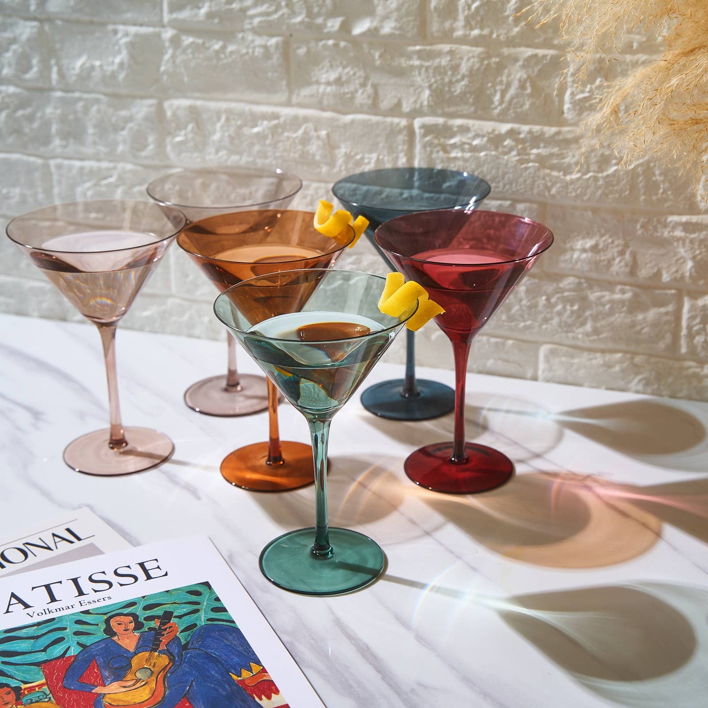 Colored Martini & Cocktail Crystal Glasses, 10oz | Set of 6