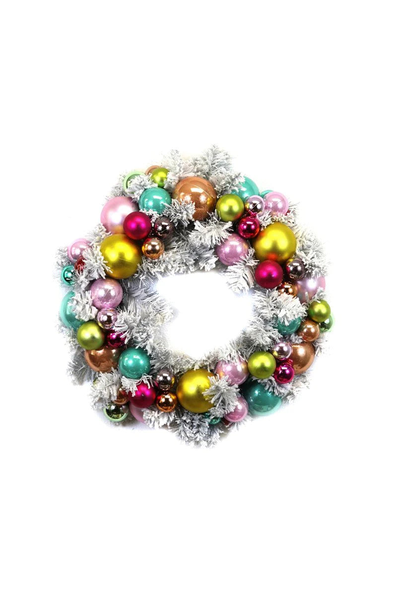 Small Flocked Wreath Silver