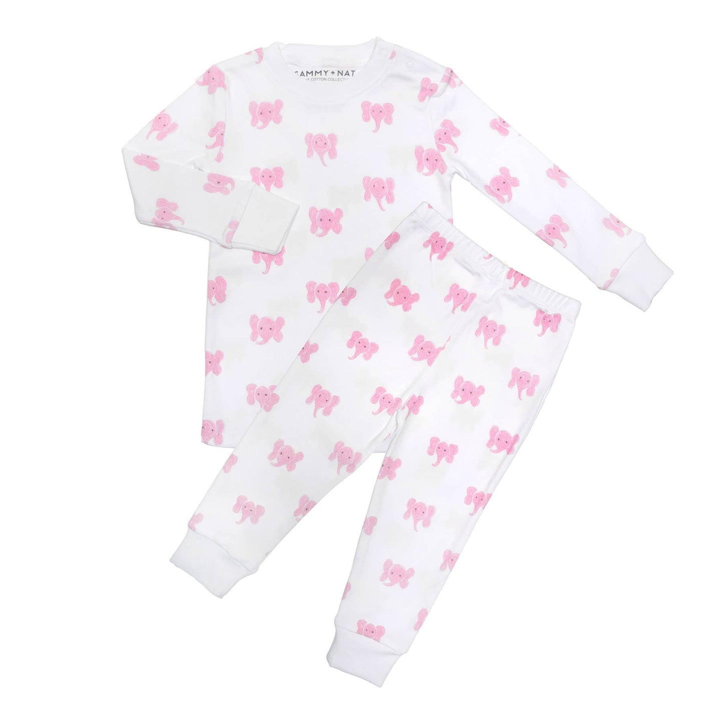 Pink Elephant Print Two Piece Pajama-2
