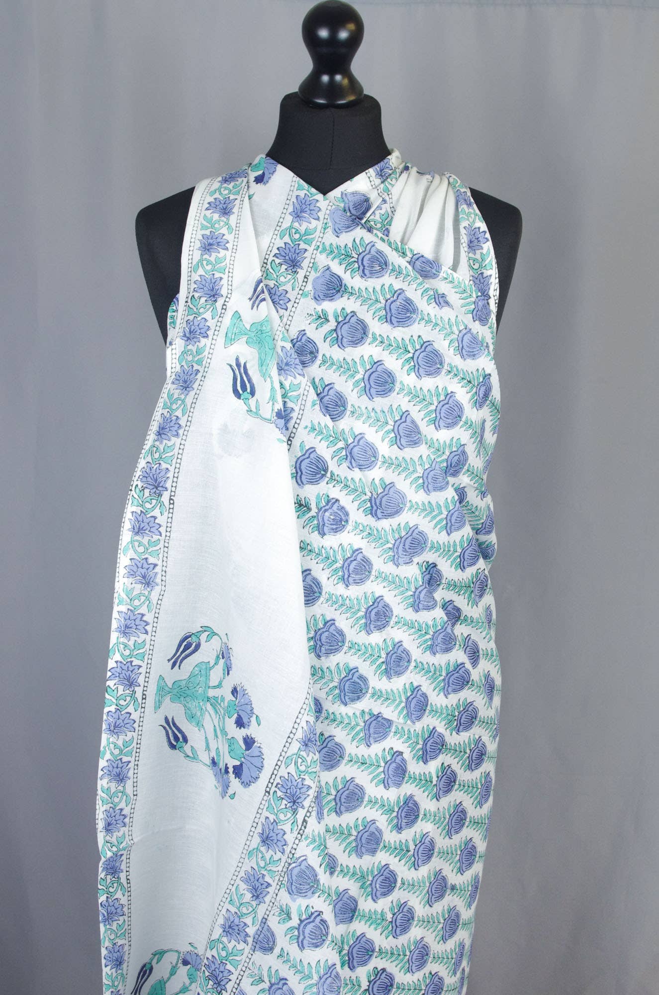 Beach Coverup Sarong Pareo - Whiteblue
