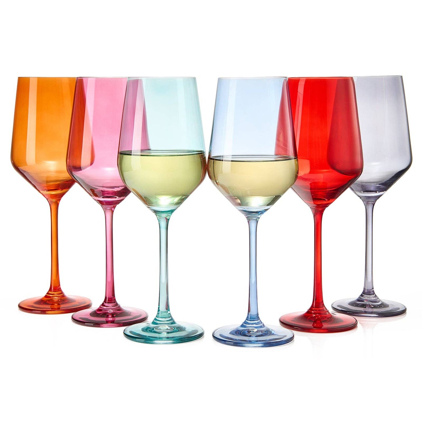 Colored Wine Glass Set, Large 12 oz Glasses Set of 6