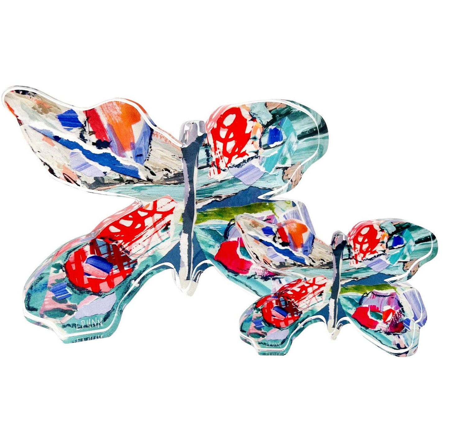 Orange And Blue Butterfly Acrylic Block LARGE
