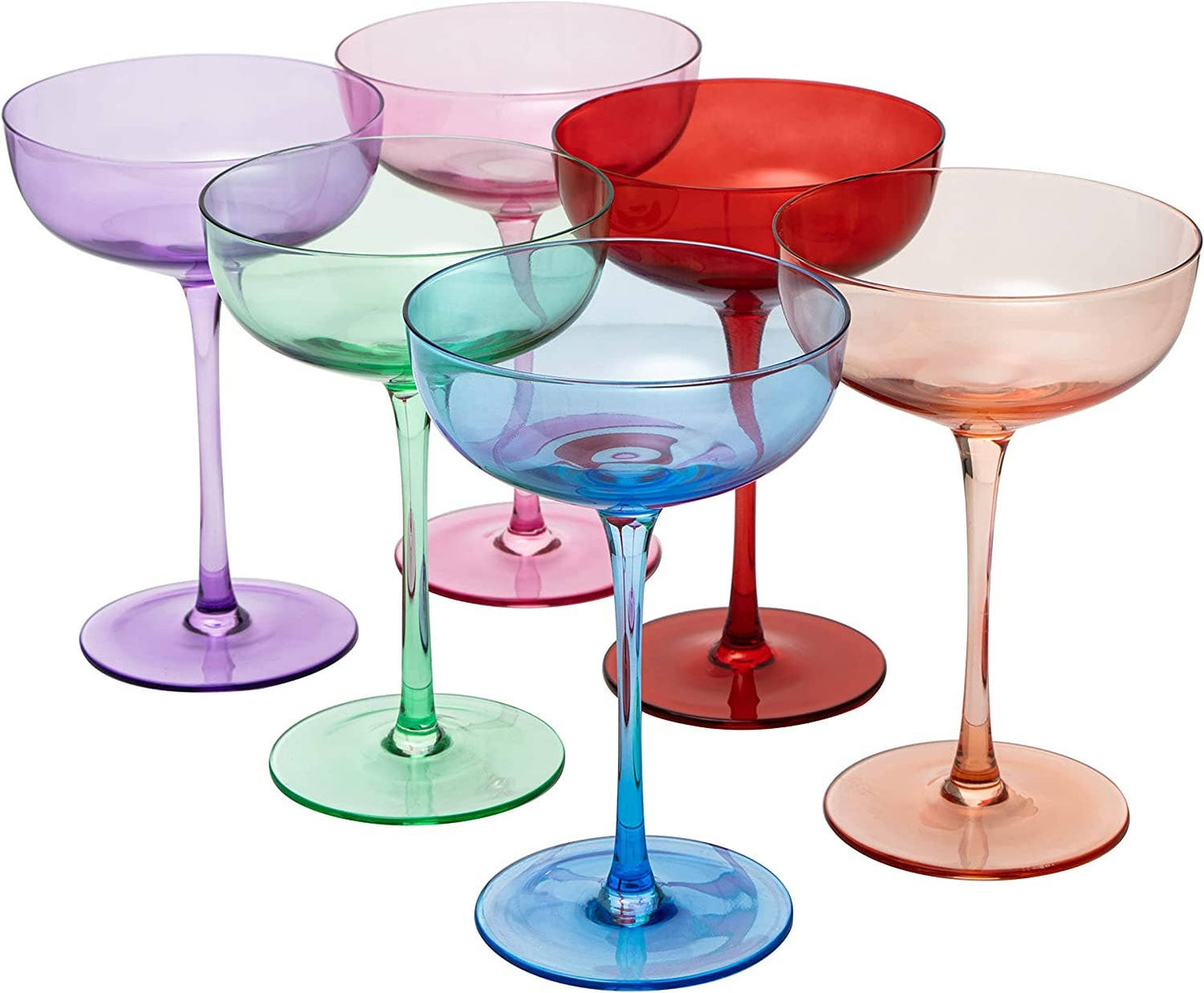 Colored Coupe Glasses | Set of 6 | 7 oz