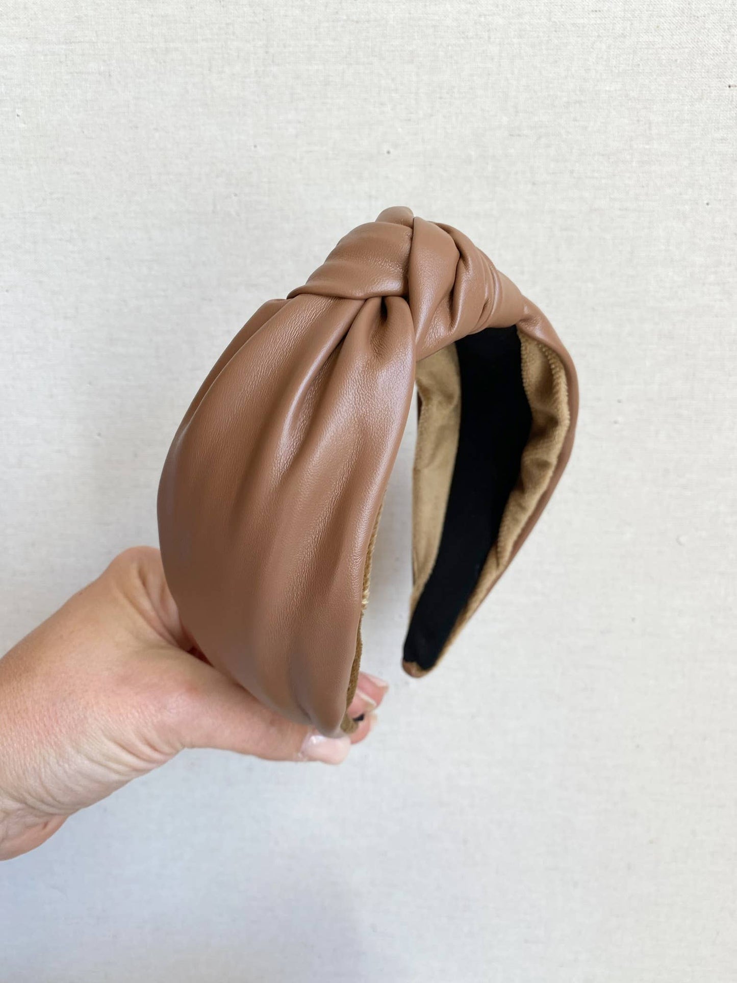 Cognac faux leather headband