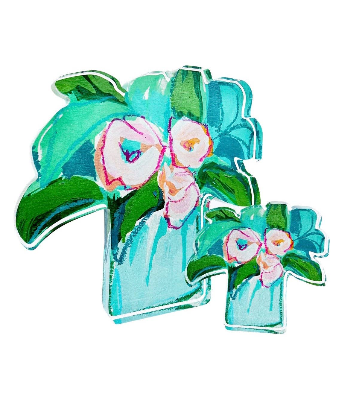 3 Pink Blooms Acrylic Bloom Block LARGE