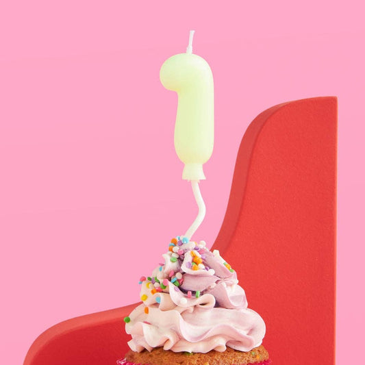 Birthday Party #1 Pastel Bubble Candle, Bday Cake Decor