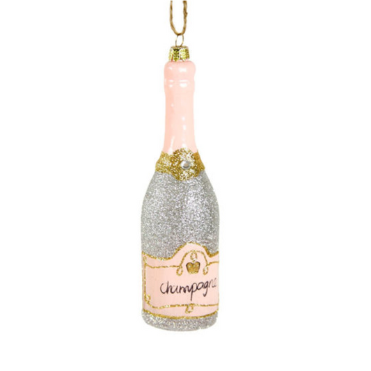 Glittered Champagne Ornament