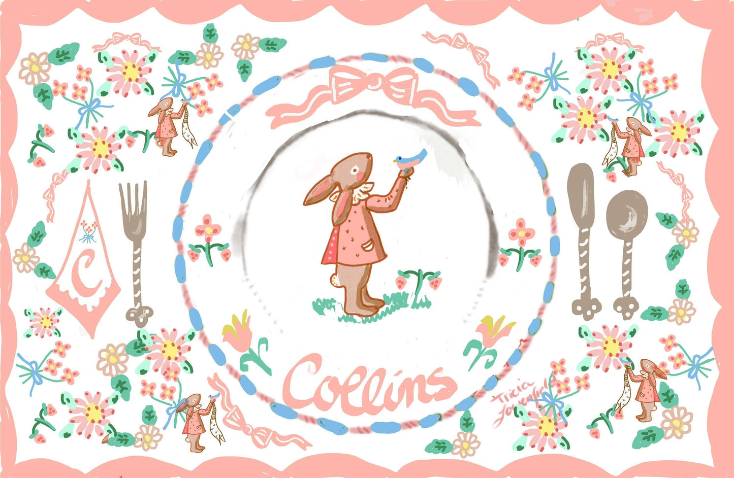 Bunny with Bird Laminated Placemat