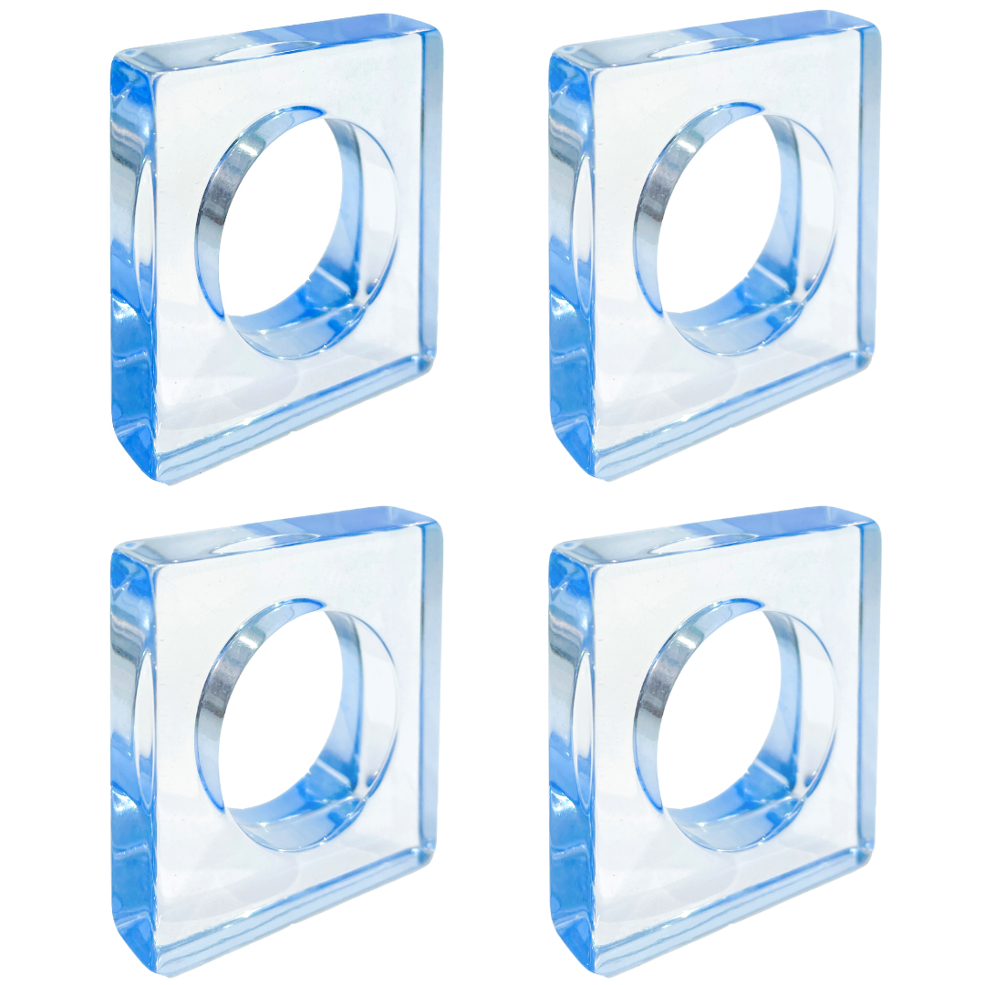 Acrylic Napkin Ring Set - Light Blue