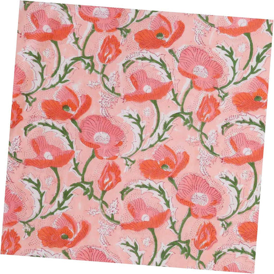 Block Print Poppy Cocktail Napkins